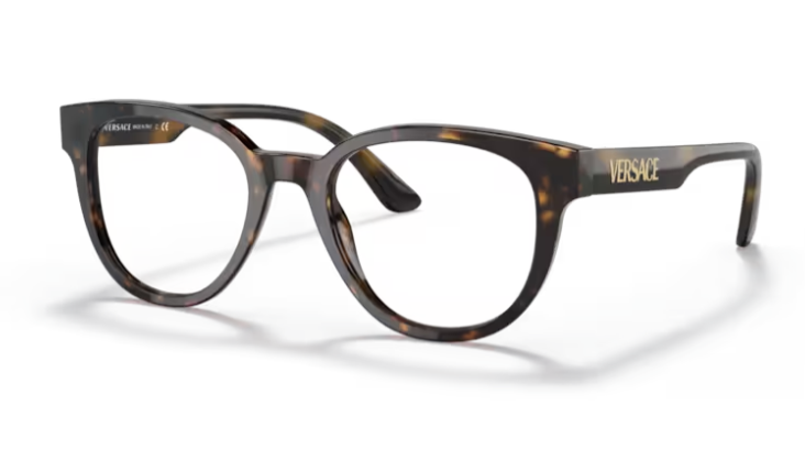 Versace 0VE3317 108 Havana Men's 49MM Round Eyeglasses