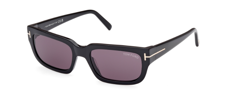 Tom Ford Ezra FT1075 01A Shiny Black/Smoke Rectangular Men's Sunglasses