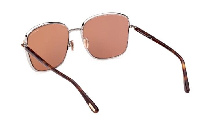 Tom Ford FT1029 Fern 12G Shiny Light Ruthenium/Rose Mirrored  Women's Sunglasses