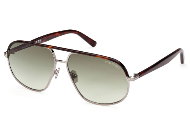 Tom Ford FT1019 Maxwell 14P Light Ruthenium-Havana/Green Gradient Sunglasses