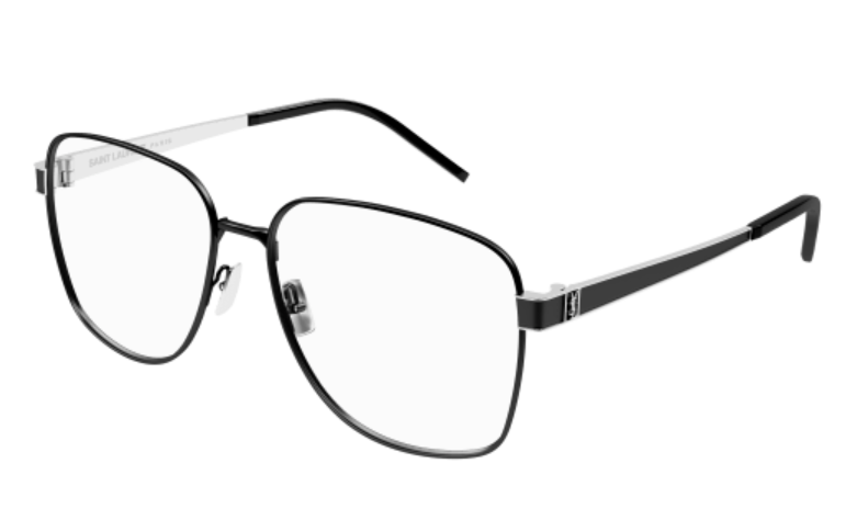 Saint Laurent SL M134 001 Black/Silver Oversized Square Women's Eyeglasses