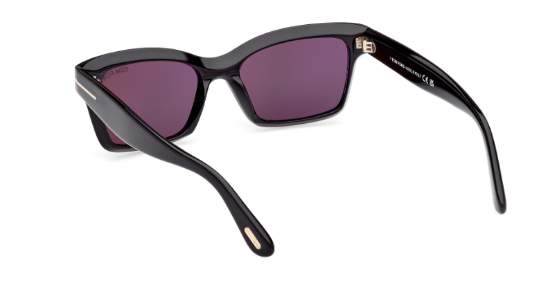 Tom Ford Mikel FT1085 01A Shiny Black/Smoke Square Women's Sunglasses