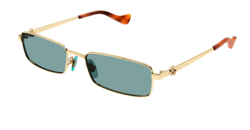 Gucci GG1600S 003 Gold/Green Rectangular Full Metal Women's Sunglasses