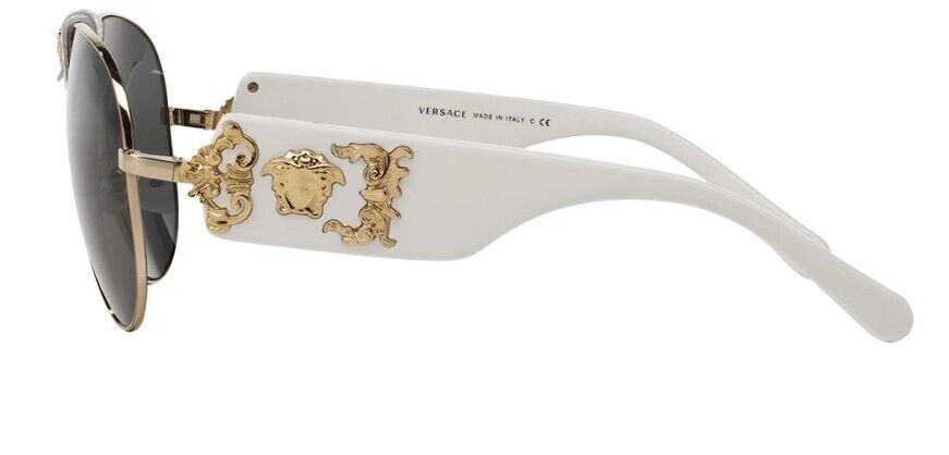 Versace VE 2150Q 134/87 Limited Edition Gold-White/Black Oval Men's Sunglasses