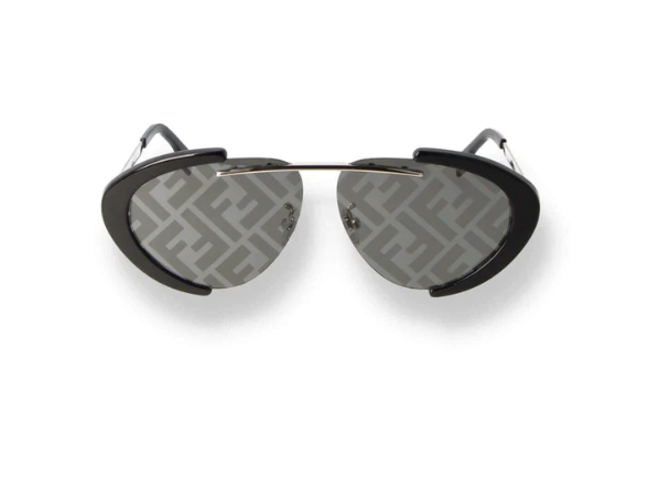 Fendi FE40042U 01C Black-Silver/Grey Mirrored Oval Men's Sunglasses