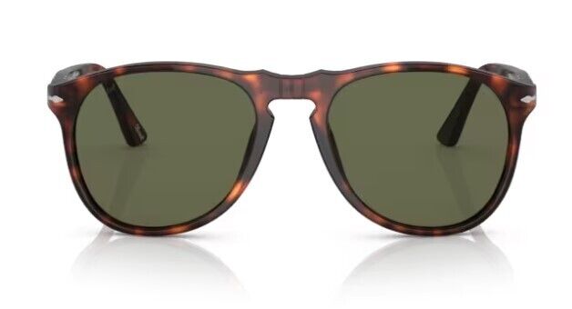 Persol 0PO9649S 24/58 Havana / Green polarized Oval Men's Sunglasses