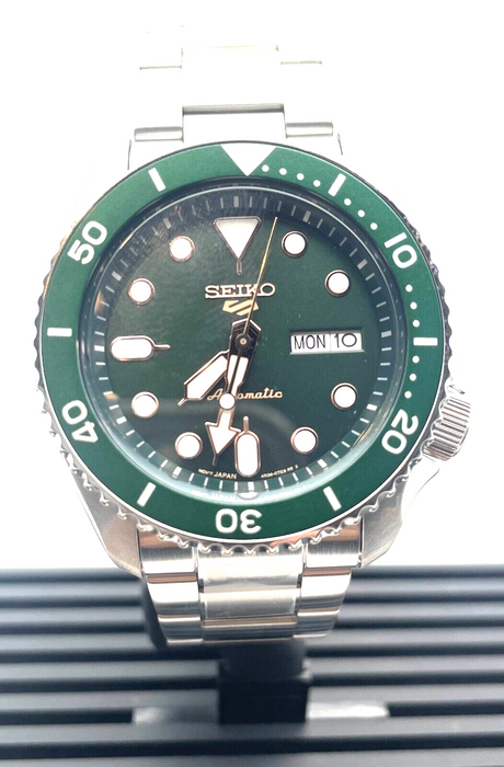 Seiko 5 Sports Green Dial Rose gold accent Stainless Steel Men's Watch SRPD63