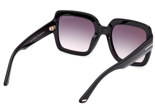 Tom Ford KAYA FT1082 01B Shiny Black/Smoke Gradient Square Women's Sunglasses