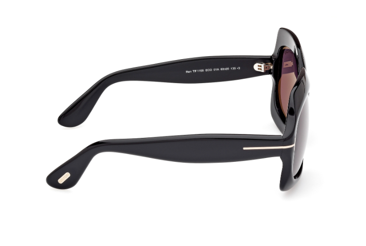 Tom Ford REN FT1155 01A Shiny Black/Smoke Square Women's Sunglasses