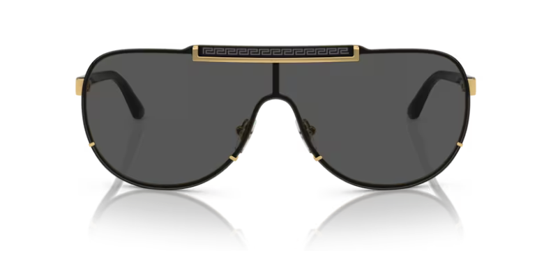 Versace 0VE2140 100287 Dark Grey-Gold/Black Soft Square Men's Sunglasses