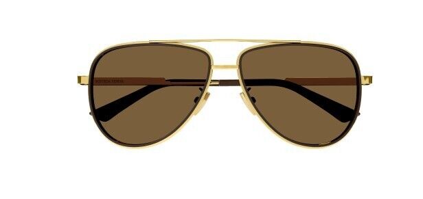 Bottega Veneta BV1240S 002 Gold/Brown Oval Men's Sunglasses