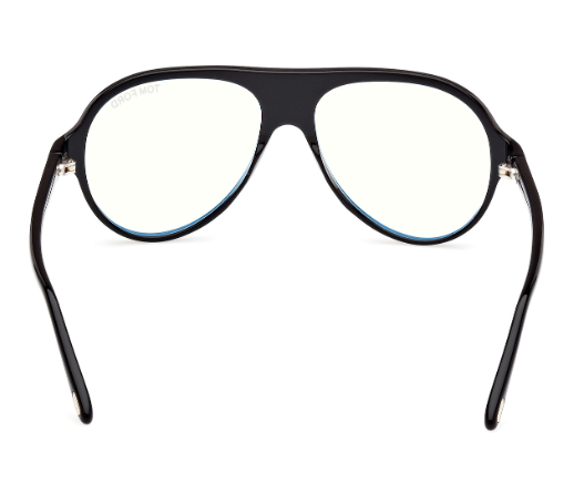 Tom Ford FT5012-B 001 Shiny Black/Blue Block Lenses Men's Eyeglasses