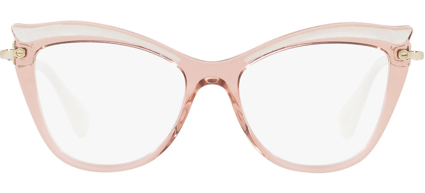 Miu Miu MU 06PV VH01O1 Transparent Pink Cat Eye Women's Eye glasses
