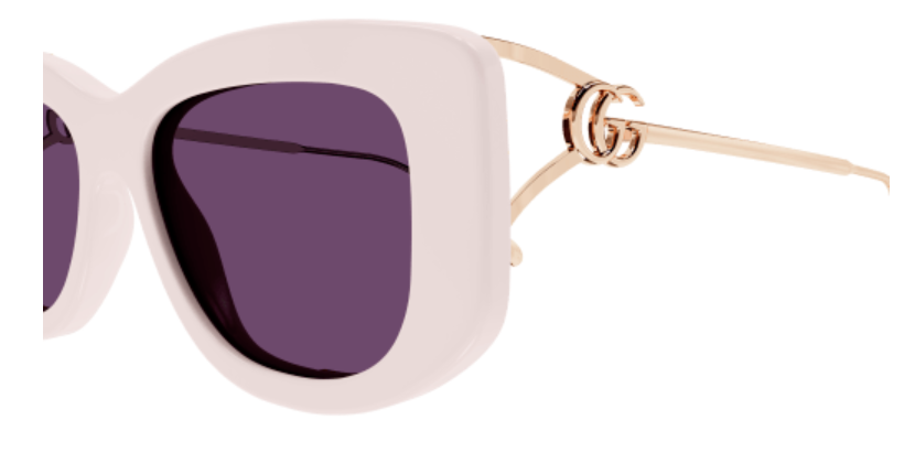 Gucci GG1566S 003 Ivory-Gold/Violet Soft Cat Eye Women's Sunglasses