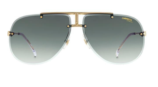 Carrera 1052/S LOJ-GD-CRYSTAL 9K GREEN SHADED/Gold Rimless Oval Men's Sunglasses