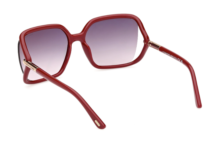 Tom Ford SOLANGE02 FT1089 75B Shiny Bordeaux/Smoke Gradient Butterfly Sunglasses