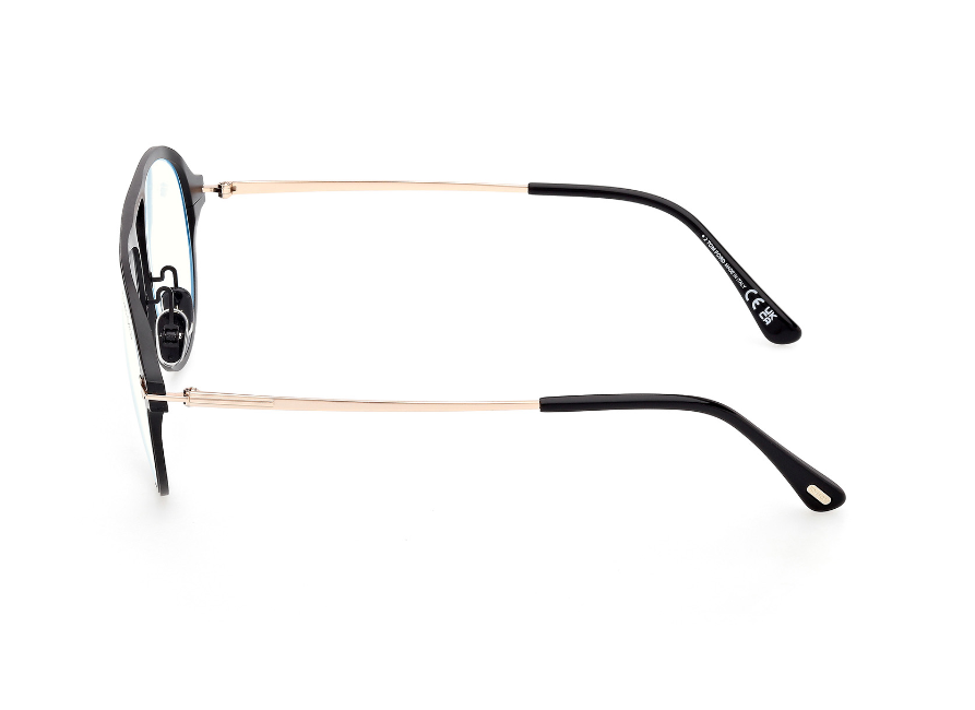 Tom Ford FT5972-B 002 Matte Black/Shiny Rose Gold Soft Square Men's Eyeglasses