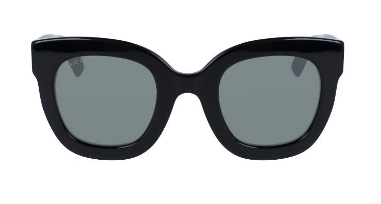 Gucci GG0208S 002 Black/Gray Mirrored Cat Eye Women's Sunglasses