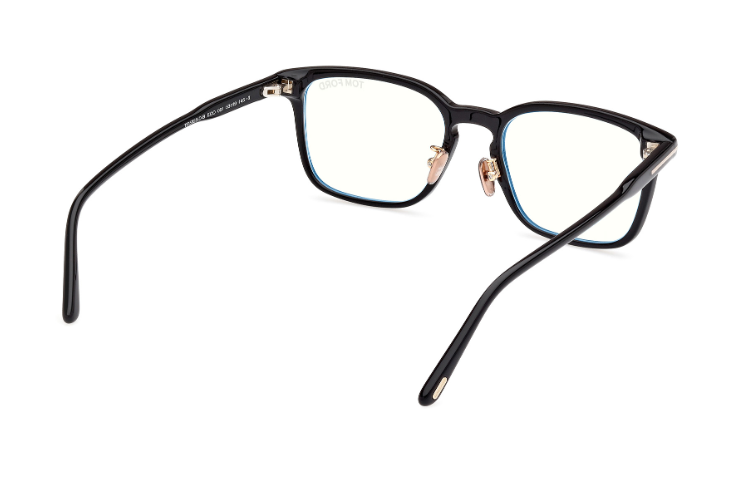 Tom Ford FT5928-D-B 001 Shiny Black Blue Block Lenses Men's Eyeglasses