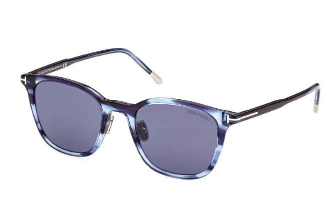 Tom Ford FT0956-D 90V Striped Dark Blue-Light Blue/Blue Soft Square Sunglasses