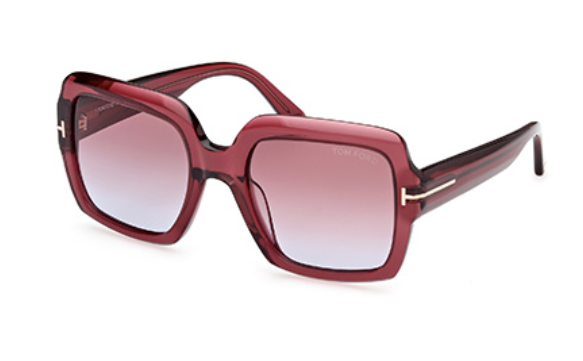 Tom Ford KAYA FT1082 66Y Shiny Dark Red/Violet Square Women's Sunglasses