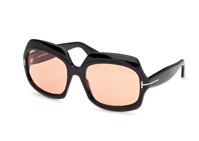 Tom Ford REN FT1155 05E Shiny Black/Black Square Women's Sunglasses