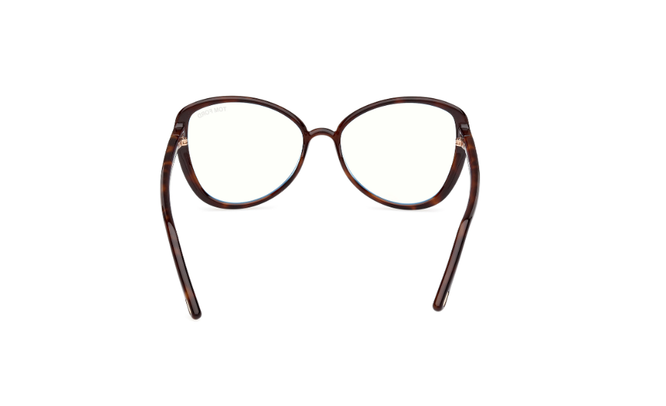 Tom Ford FT5907 052 Dark Havana/Blue Block Lenses Cat Eye women's Eyeglasses