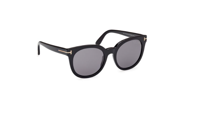 Tom Ford FT1109 01D Shiny Black/Smoke Polarized Soft Square Women's Sunglasses