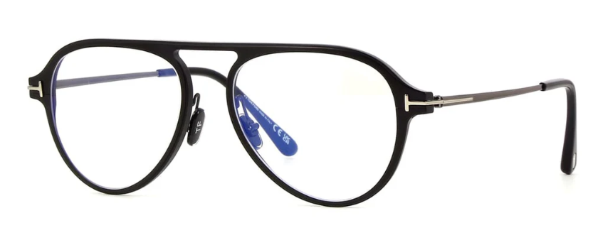 Tom Ford FT5972-B 005 Matte Black/Shiny Gunmetal Soft Square Men's Eyeglasses