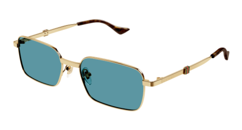 Gucci GG1495S 003 Gold/Blue Rectangular Metal Men's Sunglasses