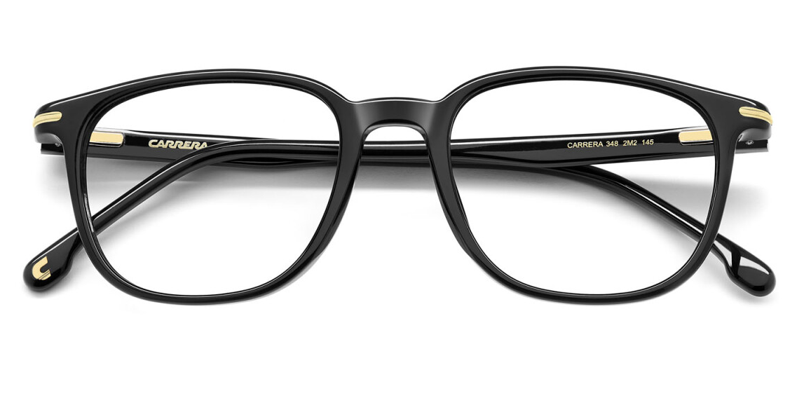 Carrera 348 2M2 Black Gold Rectangular Men's Eyeglasses