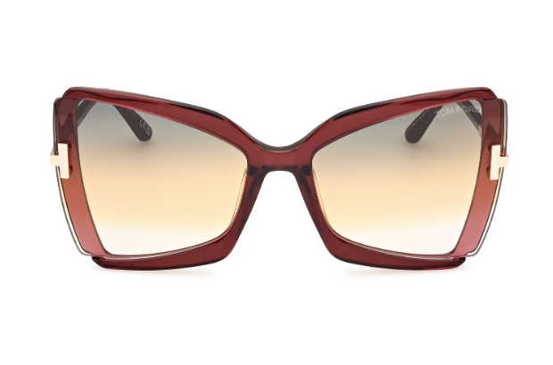 Tom Ford FT0766 GIA 69T Shiny Bordeaux-Gold/Gray to Brown Gradient Sunglasses