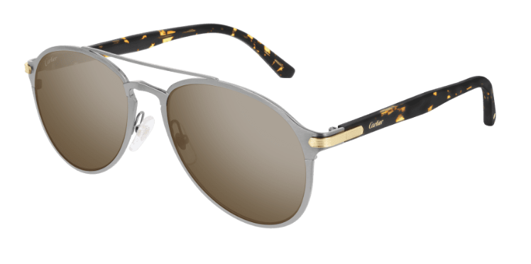 Cartier CT0212S-003 Gunmetal/Silver Round Metal Women's Sunglasses