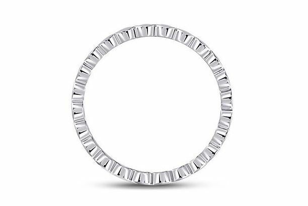 14kt White Gold Diamond Rounded Edge Womens Band Ring 1/8 Cttw