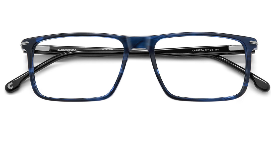 Carrera 347 38I Blue Horn Rectangular Men's Eyeglasses