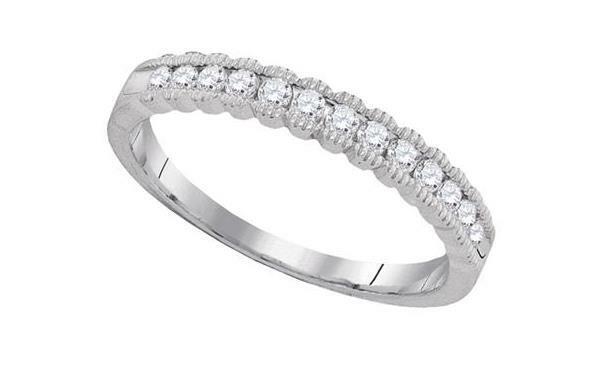 10kt White Gold Diamond Machine Set Womens Band Ring 1/4 Cttw