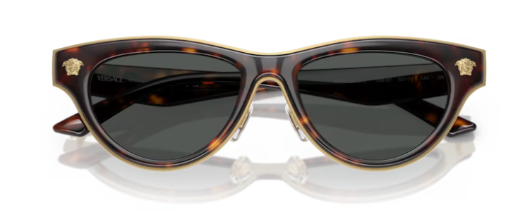 Versace 0VE2273 108/87 Havana/Dark Grey Cat Eye Women's Sunglasses