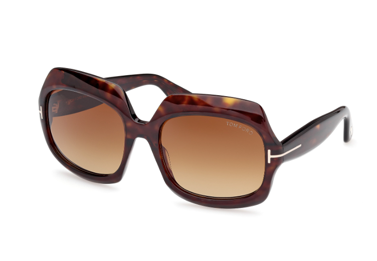 Tom Ford REN FT1155 52F Dark Havana/Gradient Brown Square Women's Sunglasses