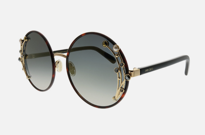 Jimmy Choo Gema/S 086 FQ Dark Havana/Grey Gold Round Mirrored Women's Sunglasses