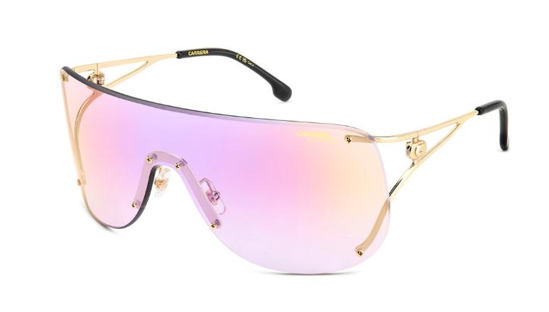 Carrera  3006/S RHL Gold Black/Multilayer Violet Rimless Mask Women's Sunglasses