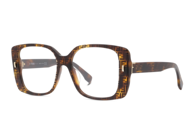 FENDI FIRST FE50019I 055 Havana Oversized Square Women's Eyeglasses