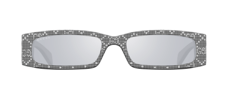 Gucci GG1780S 001 Black/Silver Mirror Double Crystal Rectangle Men's Sunglasses