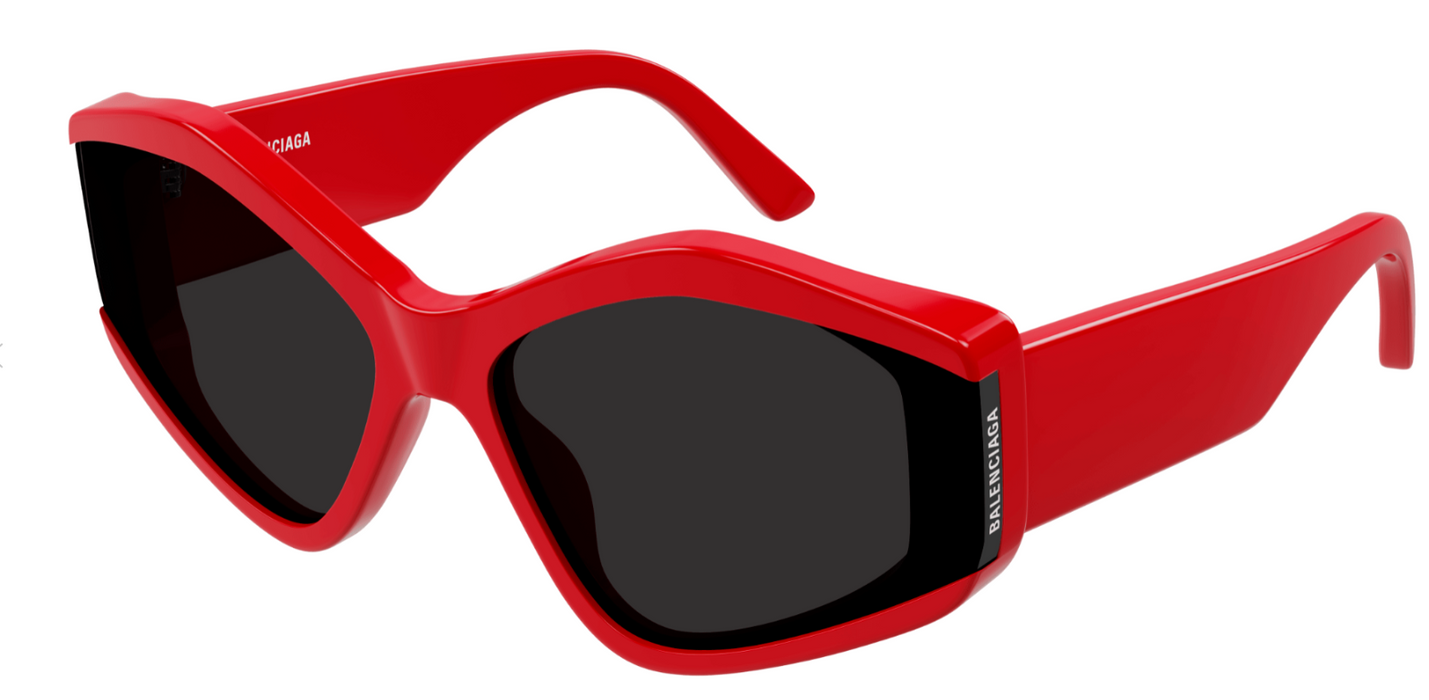 Balenciaga BB0302S-004 Red/Grey Cat Eye Oversized Women's Sunglasses