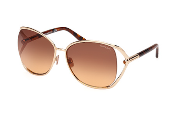 Tom Ford Marta FT1091 28F Deep Gold-Blonde Havana/Brown Round Women's Sunglasses