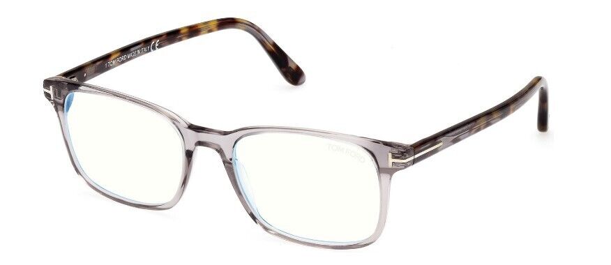 Tom Ford FT5831-B 020 Shiny Transparent Grey/Blue Block Square Men's Eyeglasses