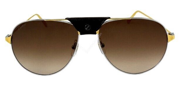 Cartier CT0038S-008 Gunmetal/Brown Soft Square Men's Sunglasses