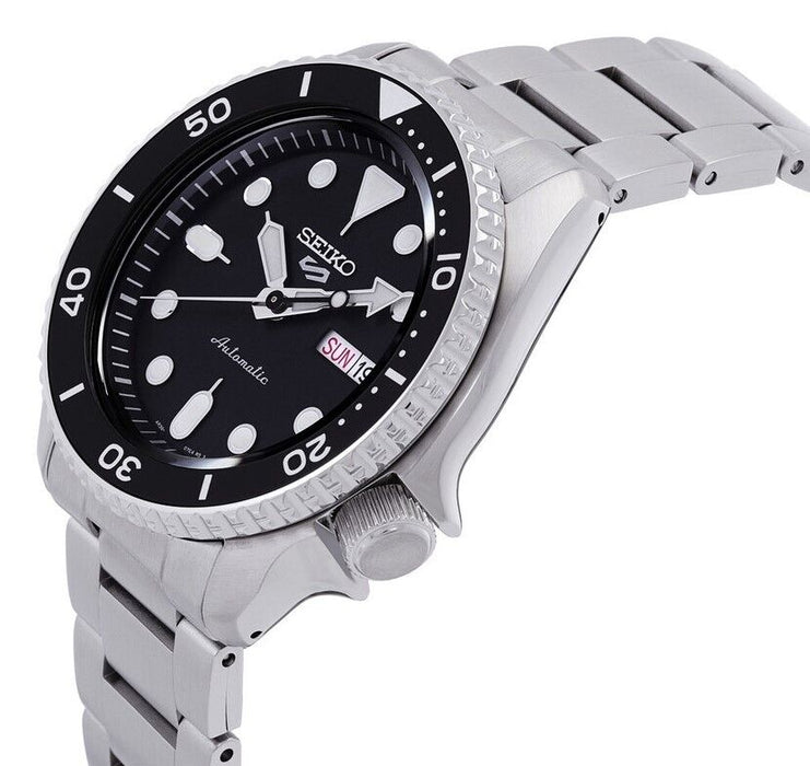 Seiko 5 Sports Automatic Stainless Steel Watch Black Bezel Men's Watch SRPD55K1