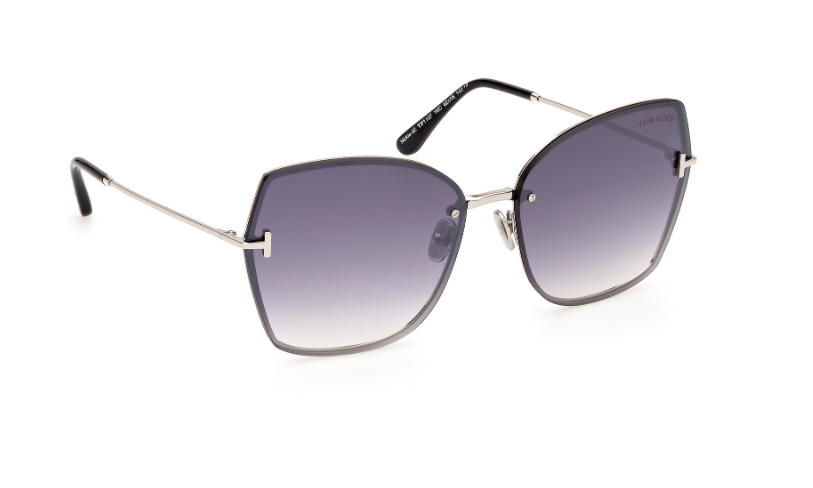 Tom Ford NICKIE 02 FT1107 16C Shiny Palladium/Mirror Cat Eye Women Sunglasses