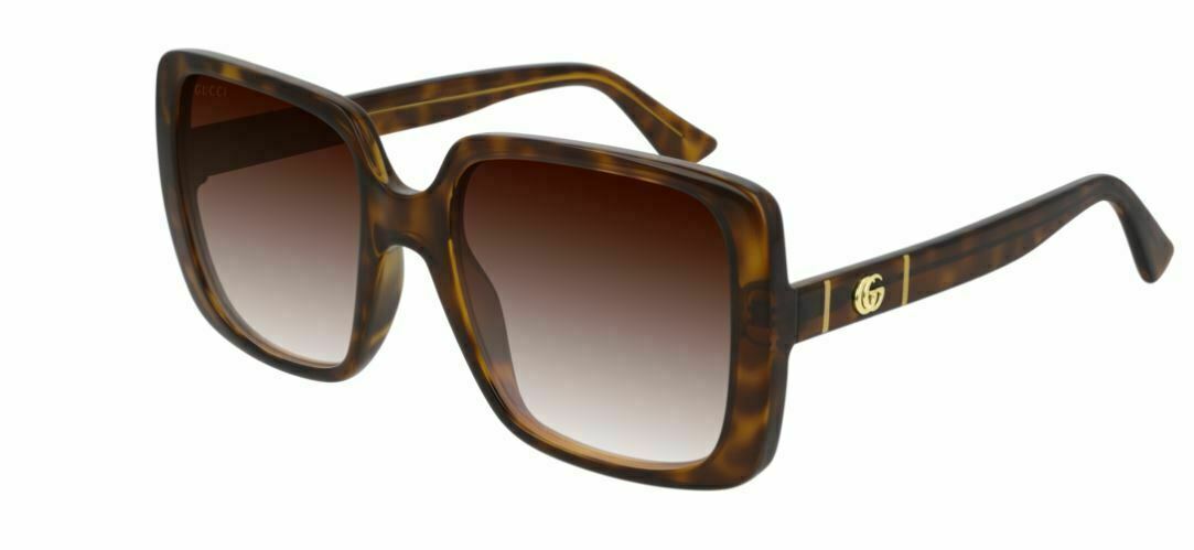 GUCCI GG0632S 002 Square Havana Gold Havana Brown  Women's Sunglasses