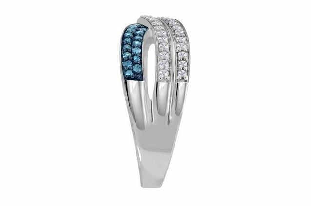 Sterling Silver Blue Diamond Womens Band Ring 3/8 Ctw